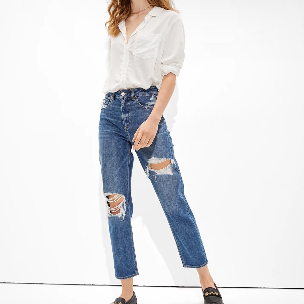 American Eagle mom straight jeans 4 x long